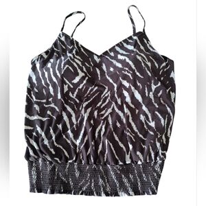 MagicSuit Womens 14 Tankini Swim Top Brown White NWT